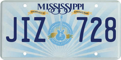 MS license plate JIZ728