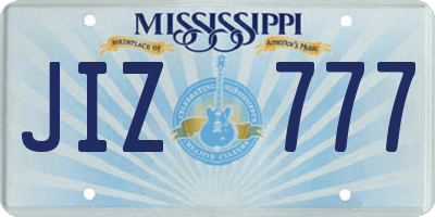 MS license plate JIZ777