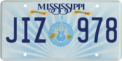 MS license plate JIZ978