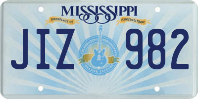 MS license plate JIZ982