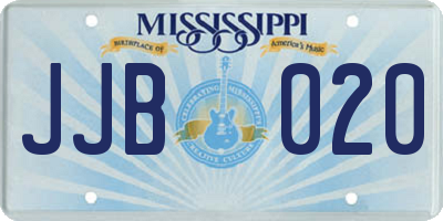 MS license plate JJB020