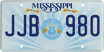MS license plate JJB980