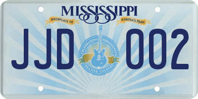 MS license plate JJD002