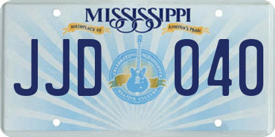 MS license plate JJD040