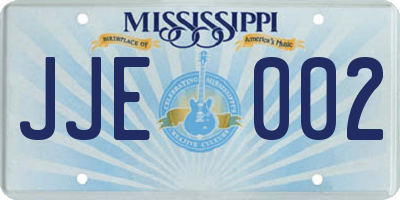 MS license plate JJE002
