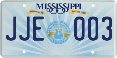 MS license plate JJE003