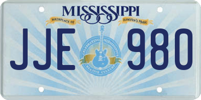 MS license plate JJE980