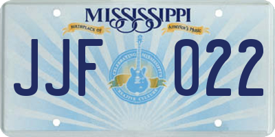 MS license plate JJF022