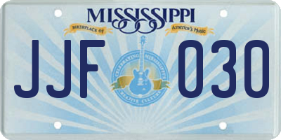 MS license plate JJF030