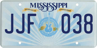 MS license plate JJF038