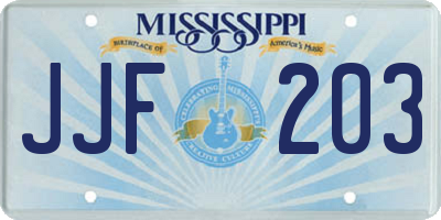 MS license plate JJF203