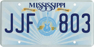 MS license plate JJF803