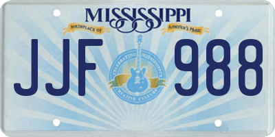 MS license plate JJF988