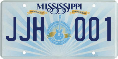 MS license plate JJH001