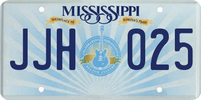 MS license plate JJH025