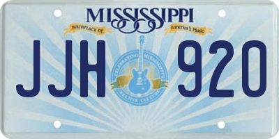 MS license plate JJH920