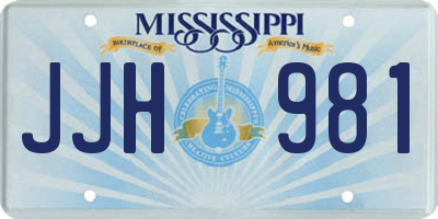 MS license plate JJH981