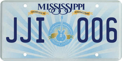MS license plate JJI006