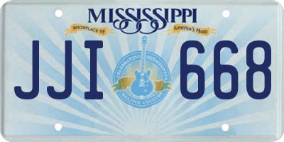 MS license plate JJI668