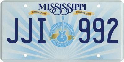 MS license plate JJI992