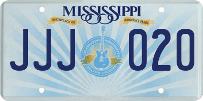 MS license plate JJJ020