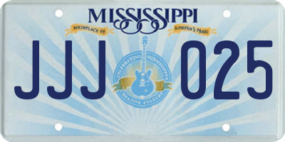 MS license plate JJJ025