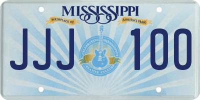 MS license plate JJJ100