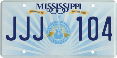 MS license plate JJJ104