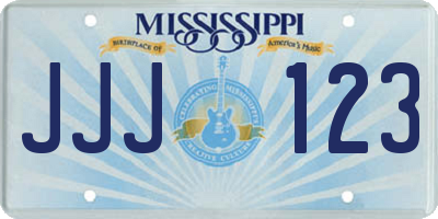 MS license plate JJJ123