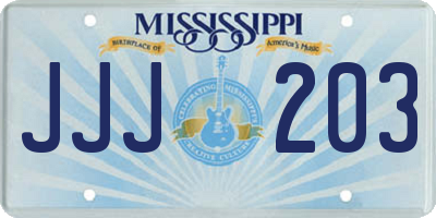 MS license plate JJJ203