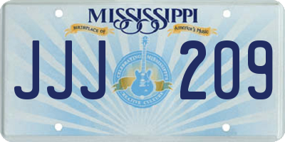 MS license plate JJJ209