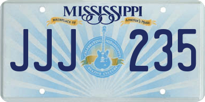 MS license plate JJJ235