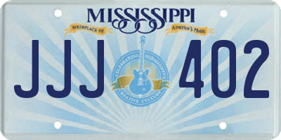 MS license plate JJJ402