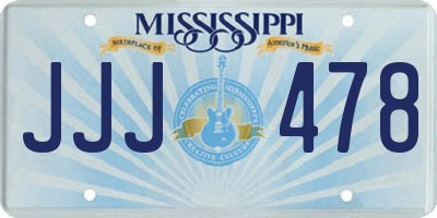 MS license plate JJJ478