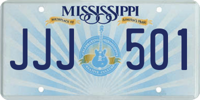 MS license plate JJJ501