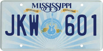 MS license plate JKW601