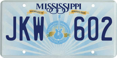 MS license plate JKW602