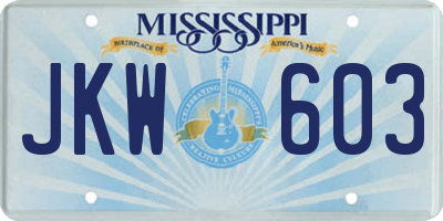 MS license plate JKW603