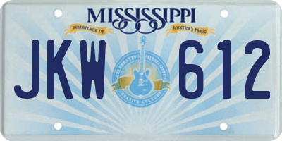MS license plate JKW612