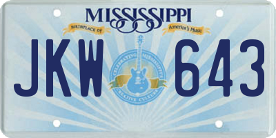 MS license plate JKW643