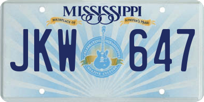 MS license plate JKW647