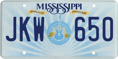 MS license plate JKW650