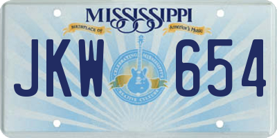 MS license plate JKW654