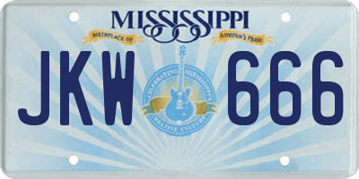 MS license plate JKW666
