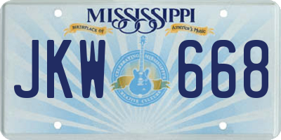 MS license plate JKW668