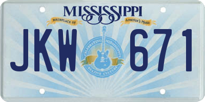 MS license plate JKW671