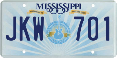 MS license plate JKW701