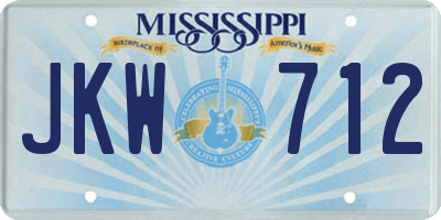 MS license plate JKW712
