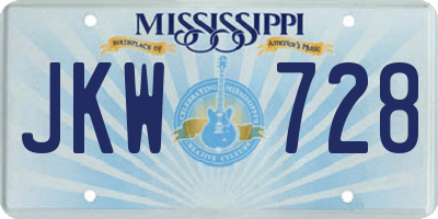 MS license plate JKW728