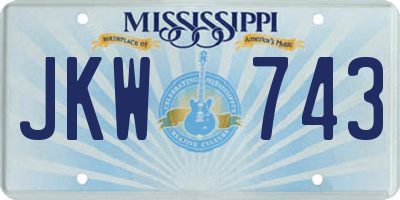 MS license plate JKW743